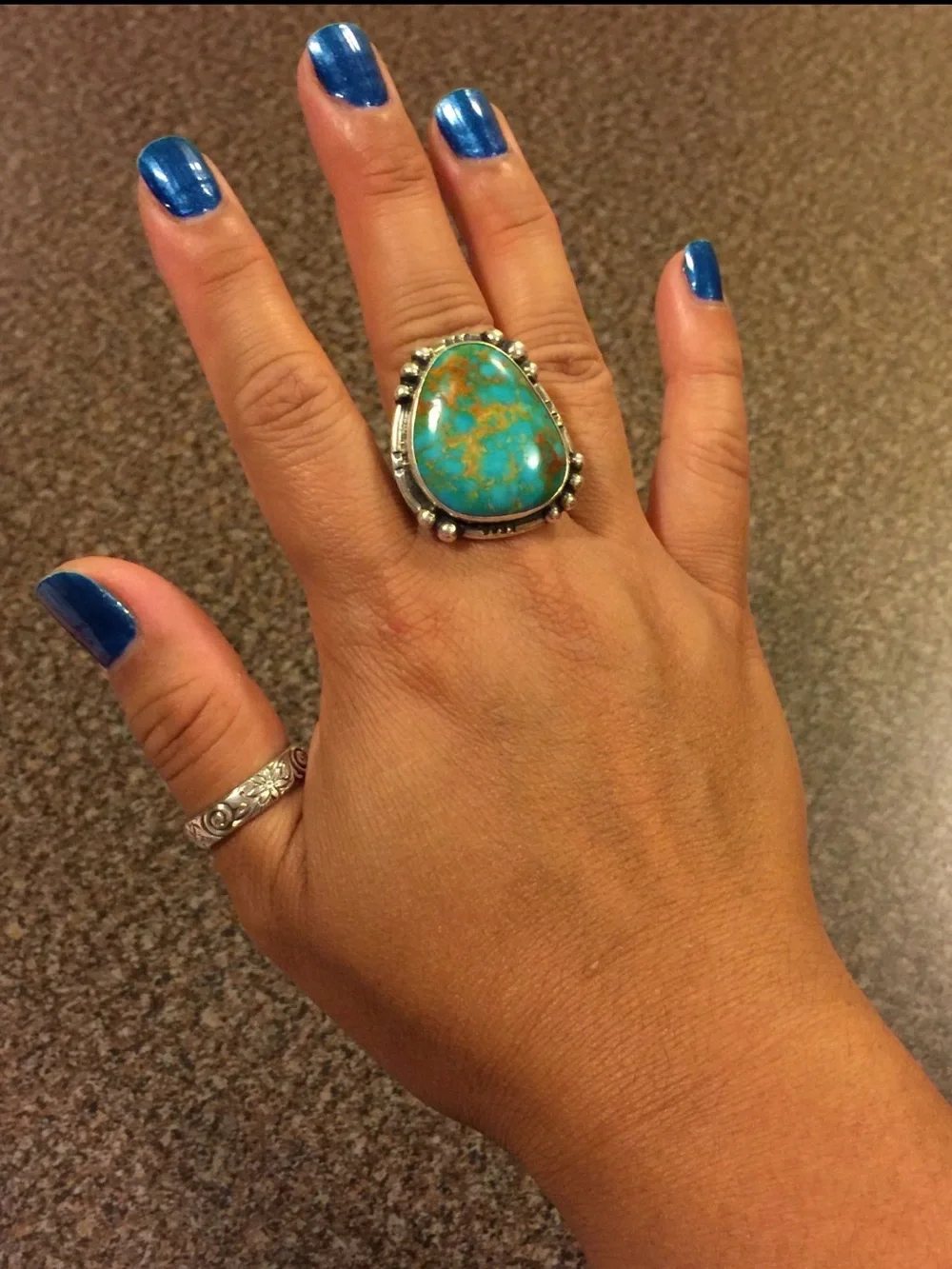 Exquisite Turquoise Statement Ring in Blue-Green. Women Men Unisex Jewelry